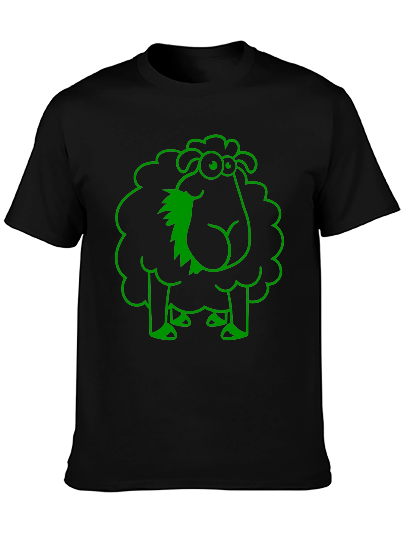 Funny Sheep Graphic Tee - Black Cotton T-Shirt