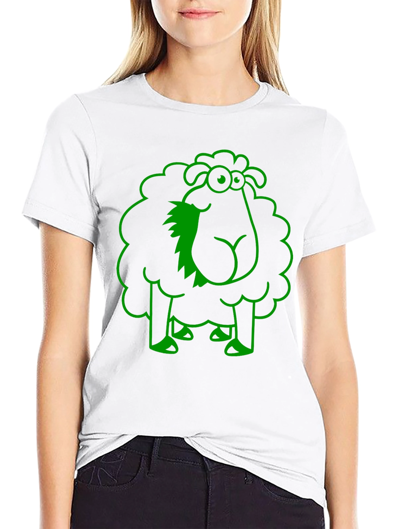 Funny Sheep Graphic Tee - Black Cotton T-Shirt