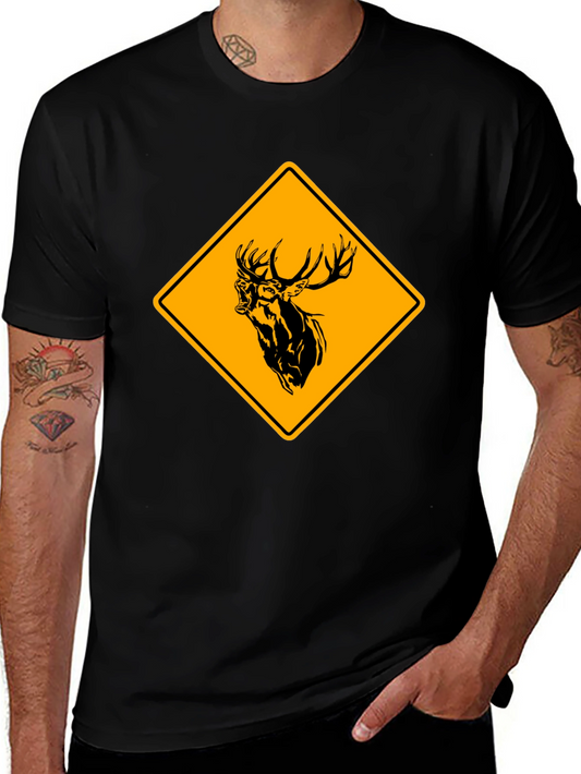 Deer Crossing T-Shirt - Black Cotton Graphic Tee