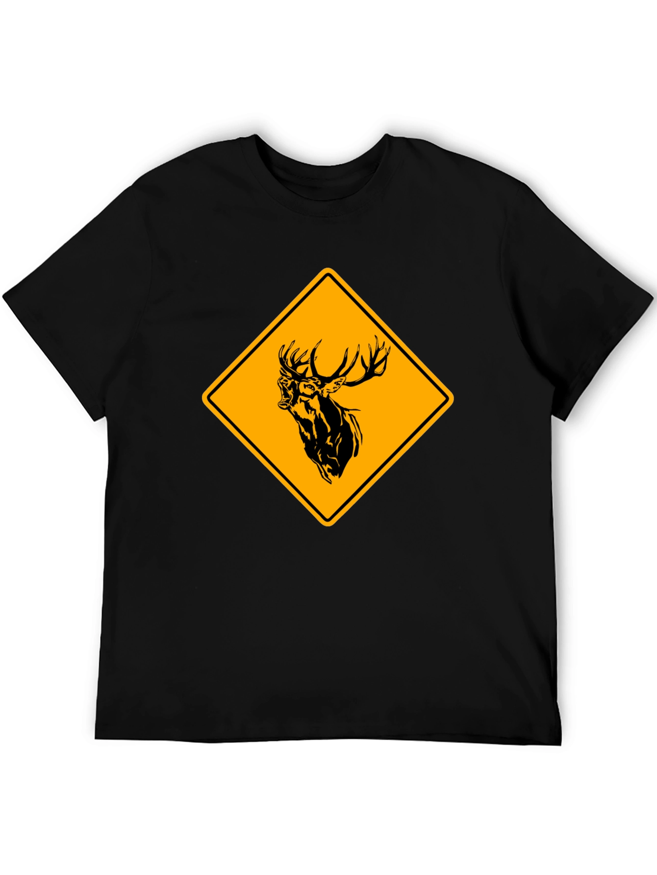 Deer Crossing T-Shirt - Black Cotton Graphic Tee