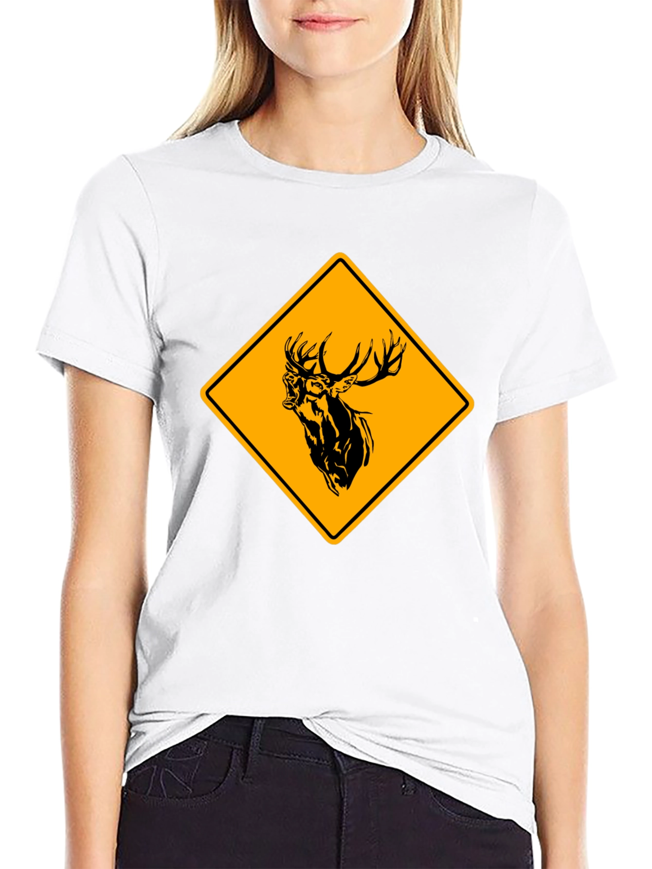 Deer Crossing T-Shirt - Black Cotton Graphic Tee