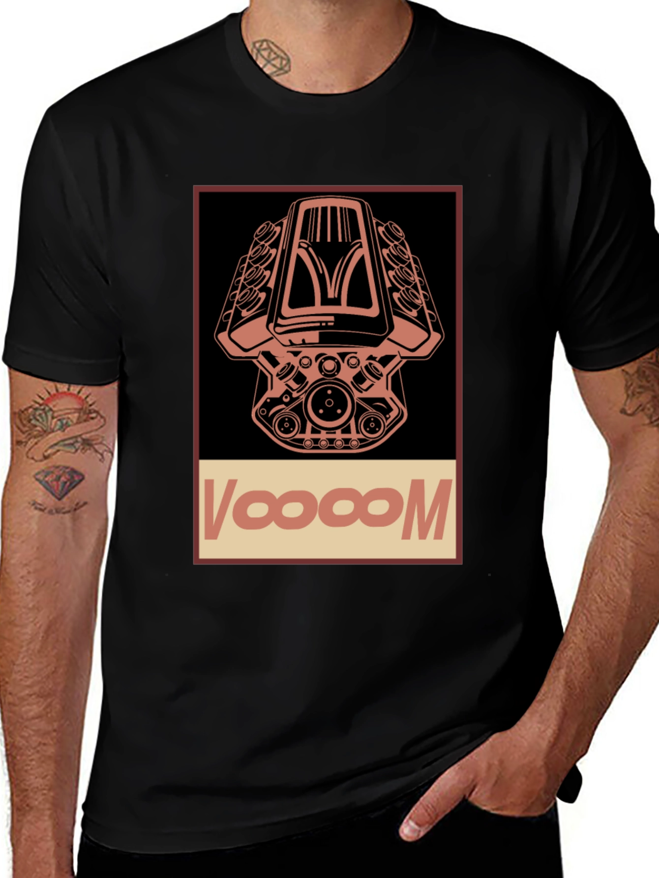 Voooom Engine Graphic T-Shirt - Black Cotton Tee
