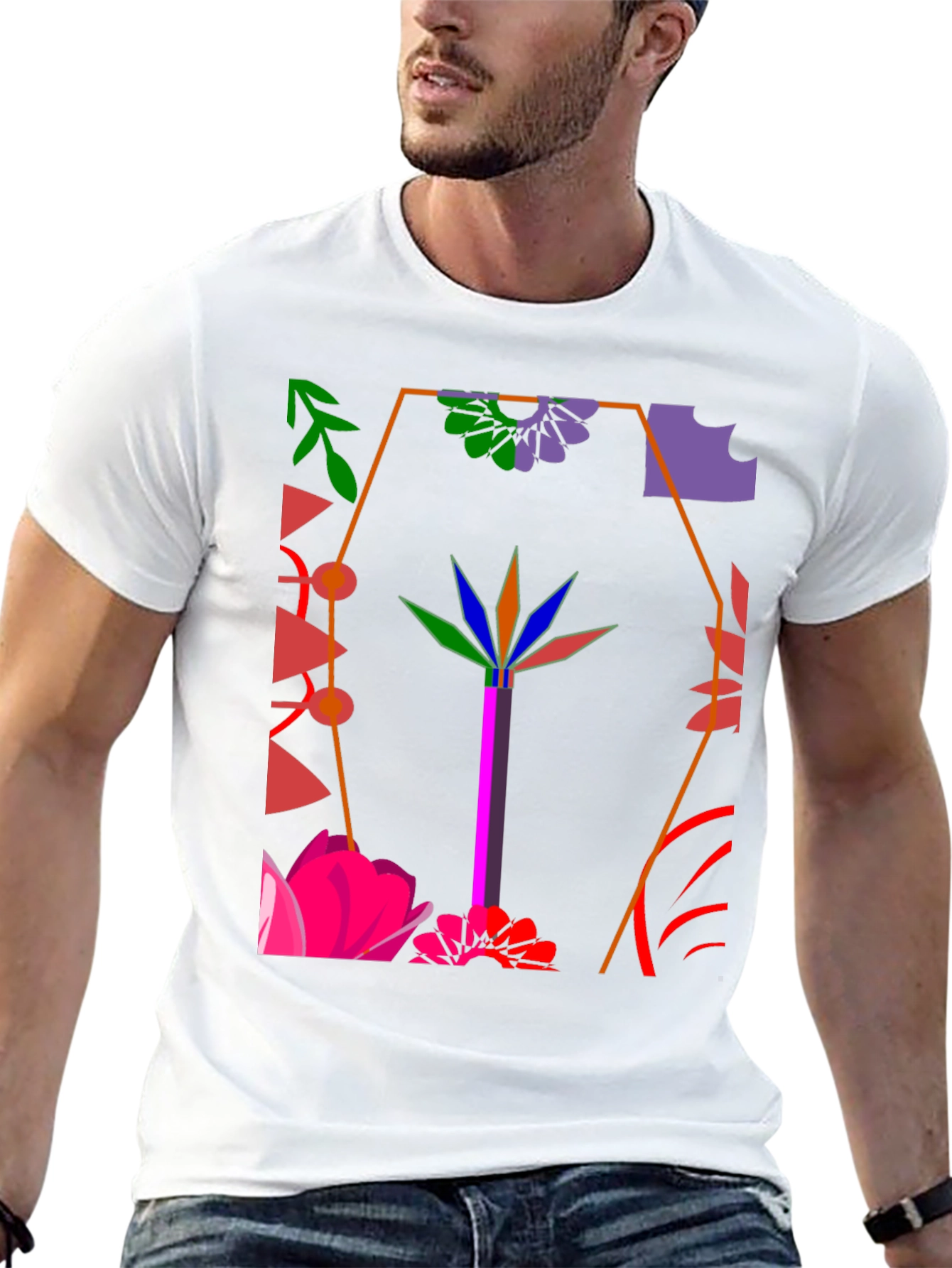 Abstract Floral Graphic Black T-Shirt