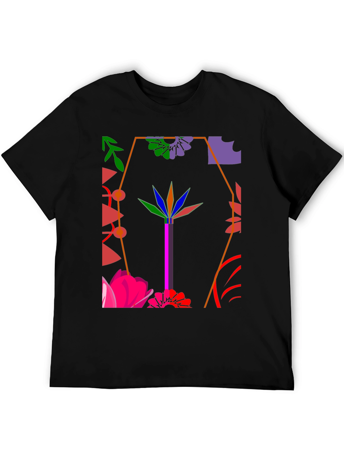 Abstract Floral Graphic Black T-Shirt