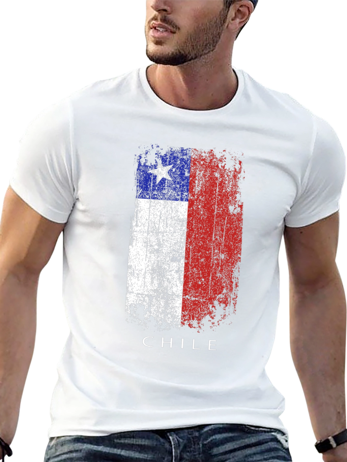Chile Flag Grunge T-Shirt - Black