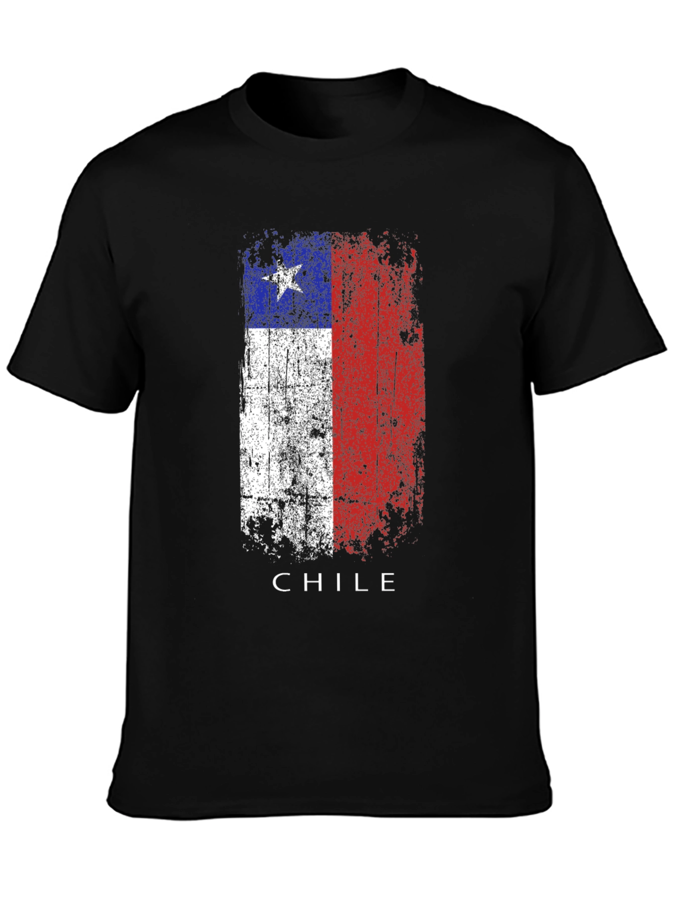 Chile Flag Grunge T-Shirt - Black