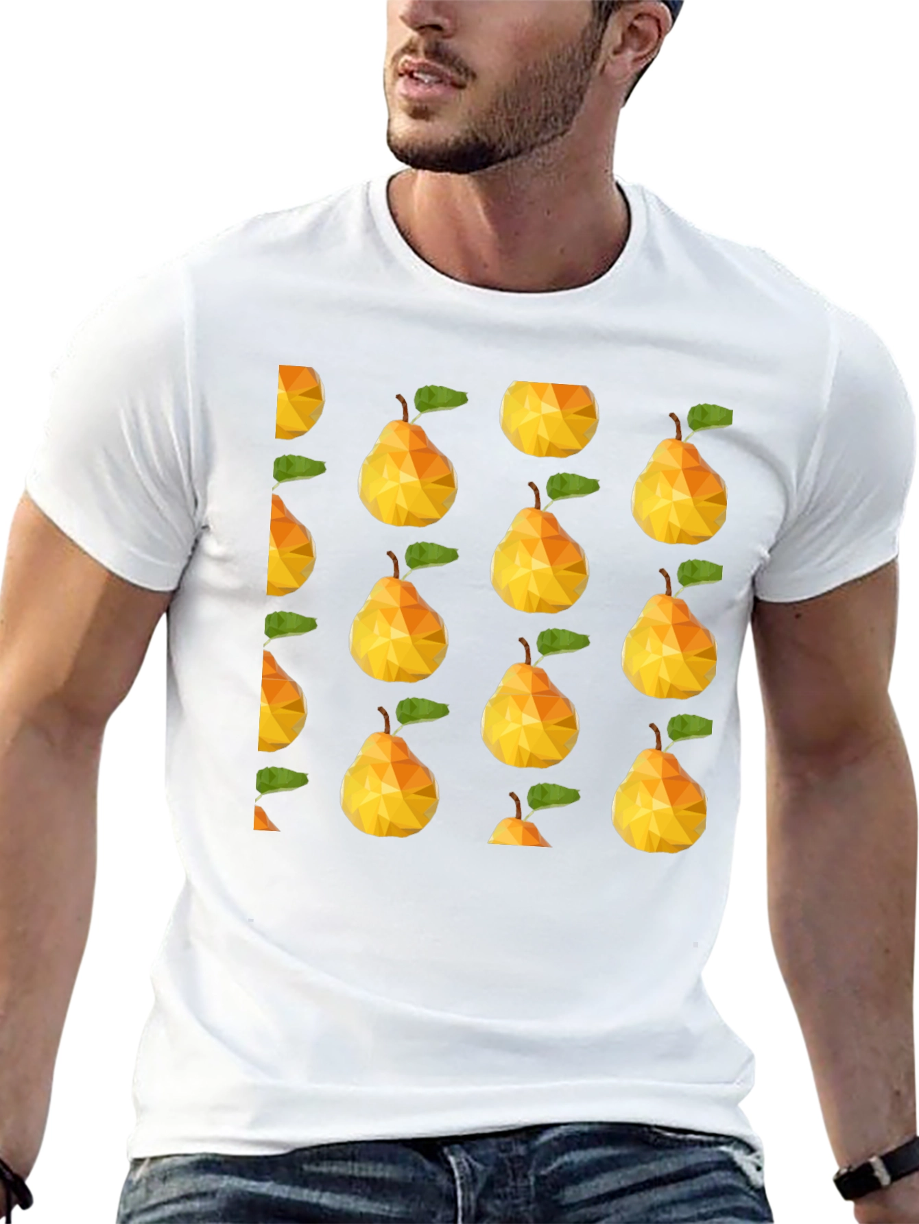 Geometric Pear Print Black T-Shirt