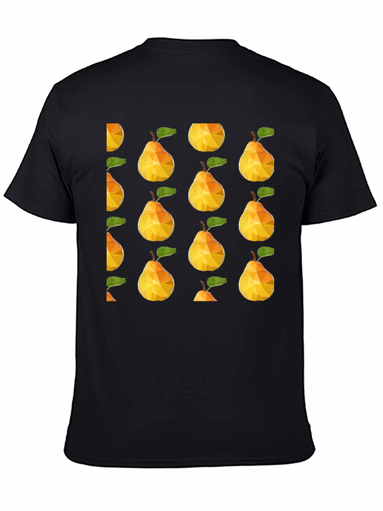 Geometric Pear Print Black T-Shirt