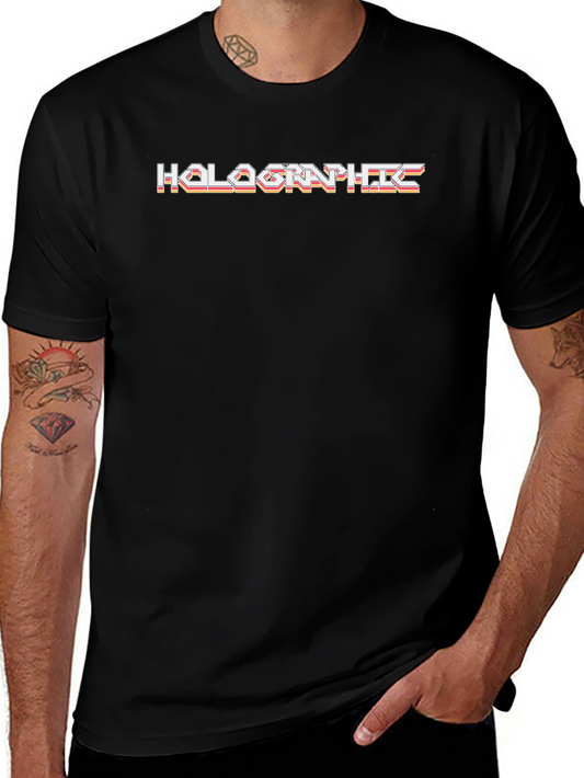 Retro Holographic Graphic Black T-Shirt