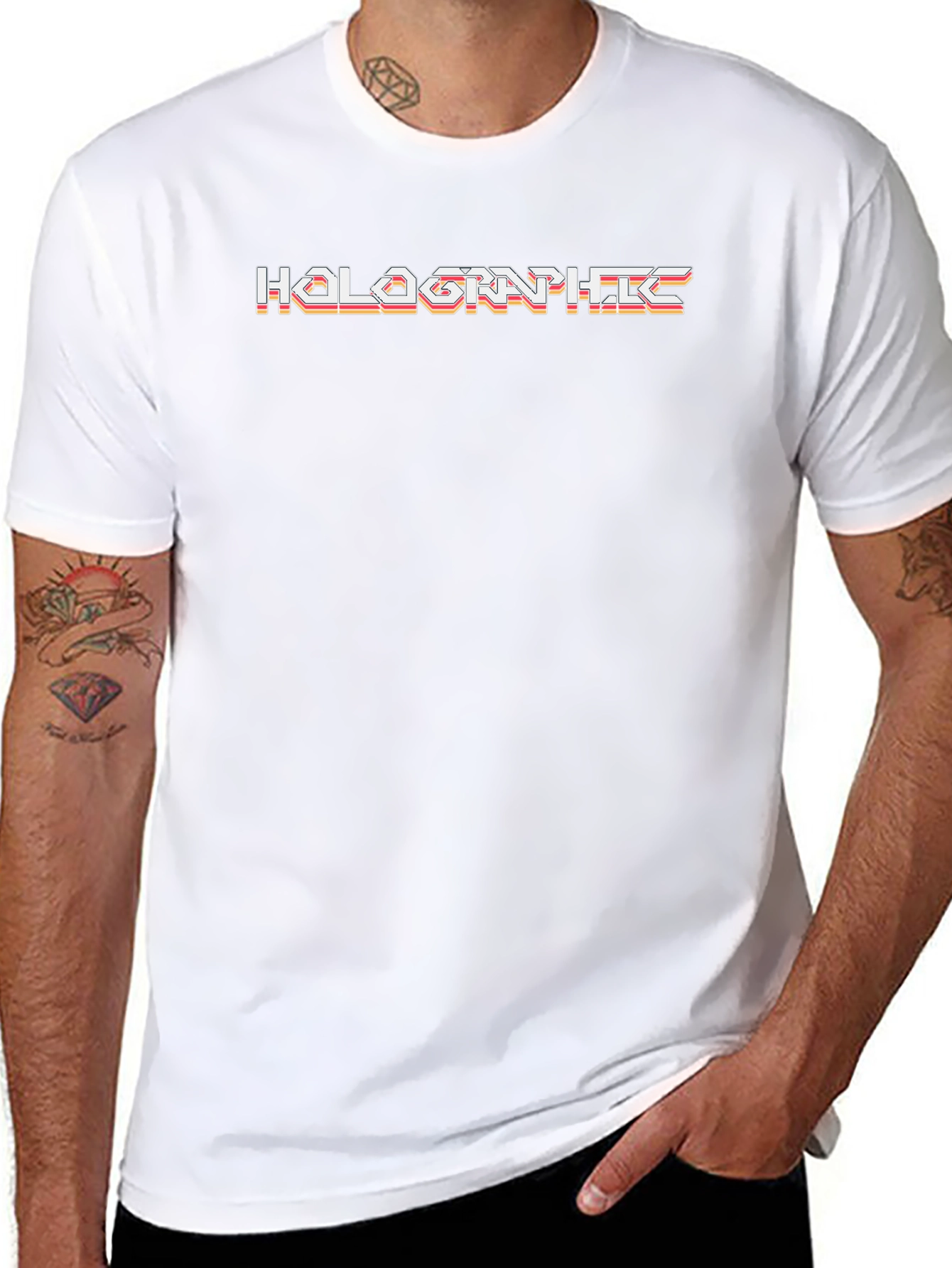Retro Holographic Graphic Black T-Shirt