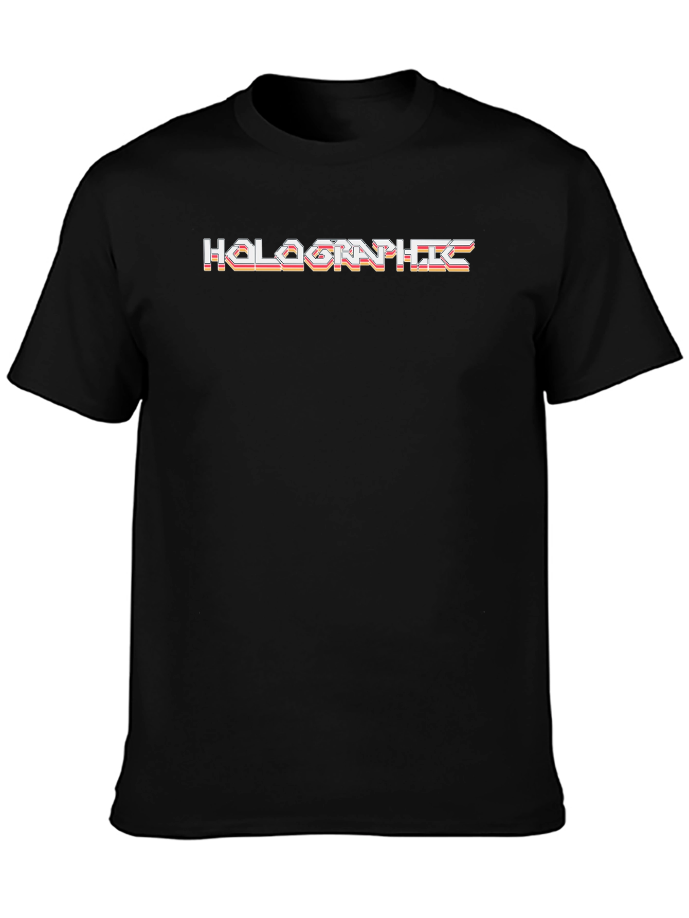 Retro Holographic Graphic Black T-Shirt