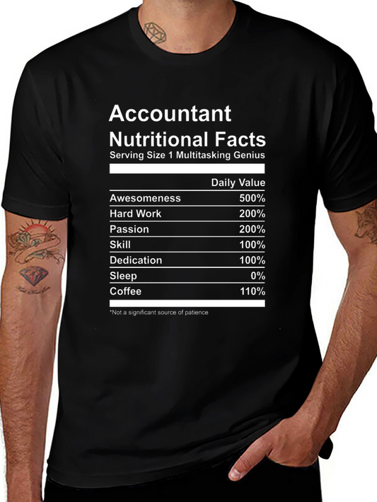 Accountant Nutritional Facts Funny T-Shirt