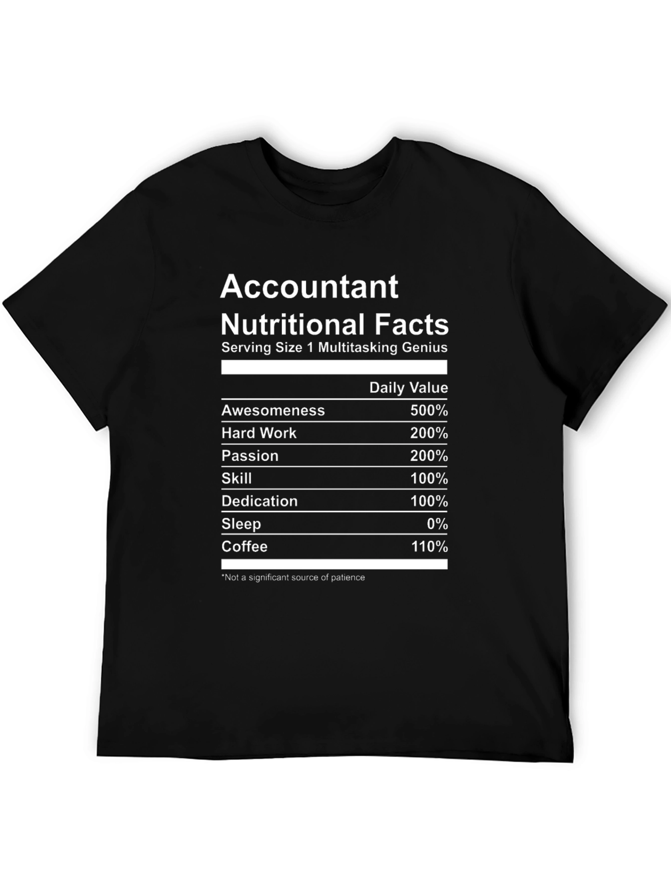 Accountant Nutritional Facts Funny T-Shirt