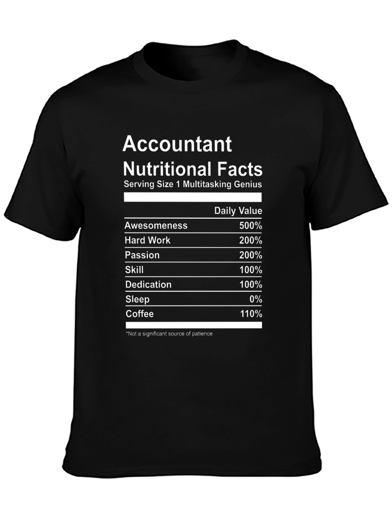 Accountant Nutritional Facts Funny T-Shirt