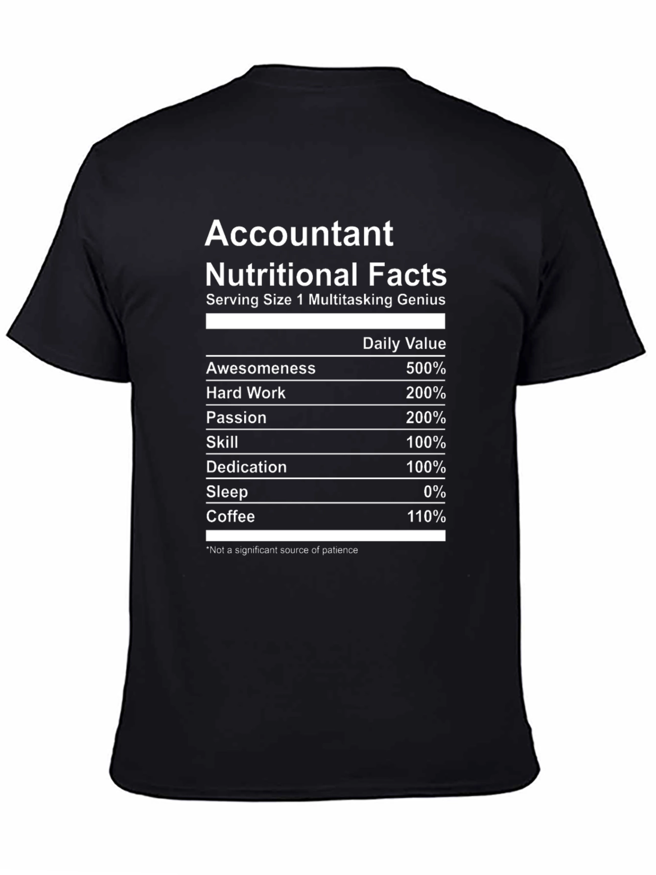 Accountant Nutritional Facts Funny T-Shirt