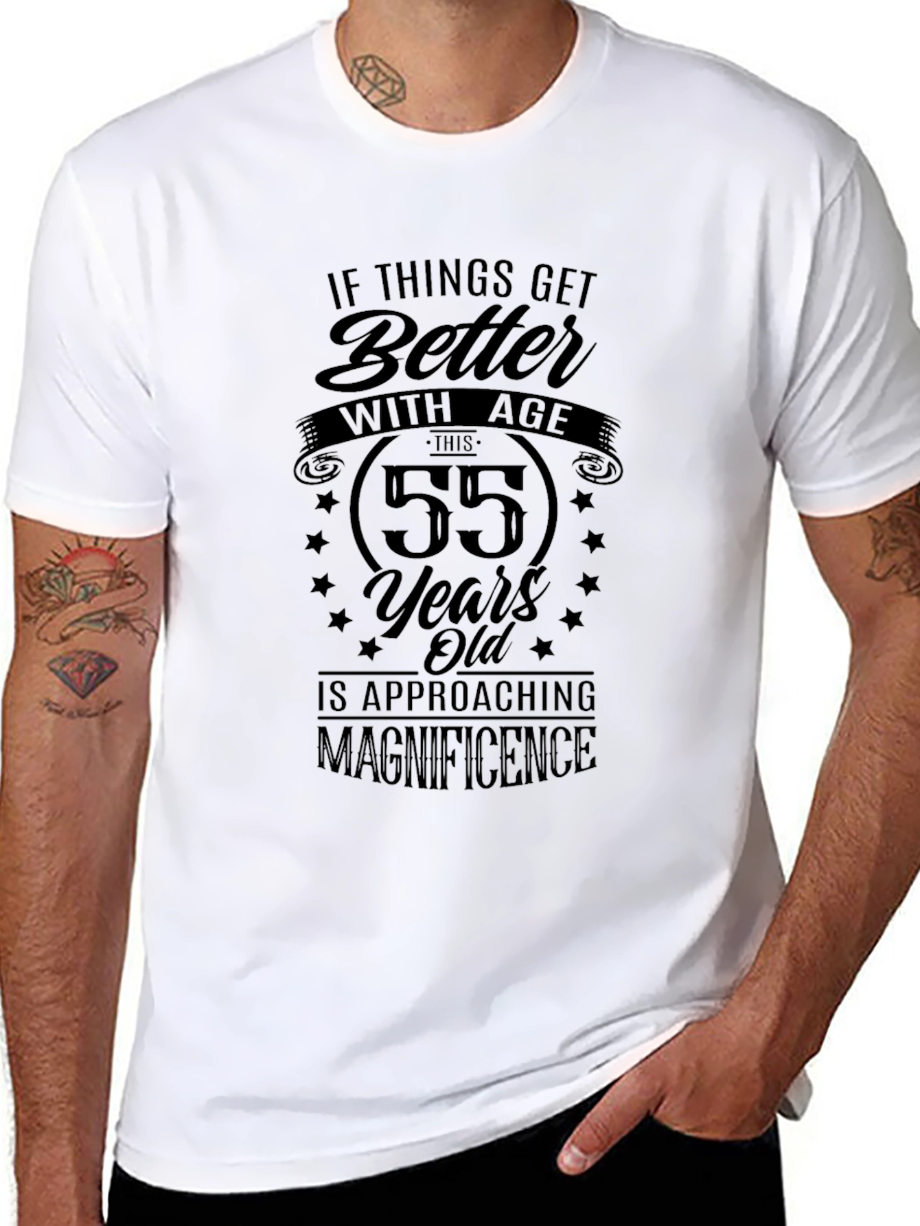 55 Years Old Approaching Magnificence Black T-Shirt