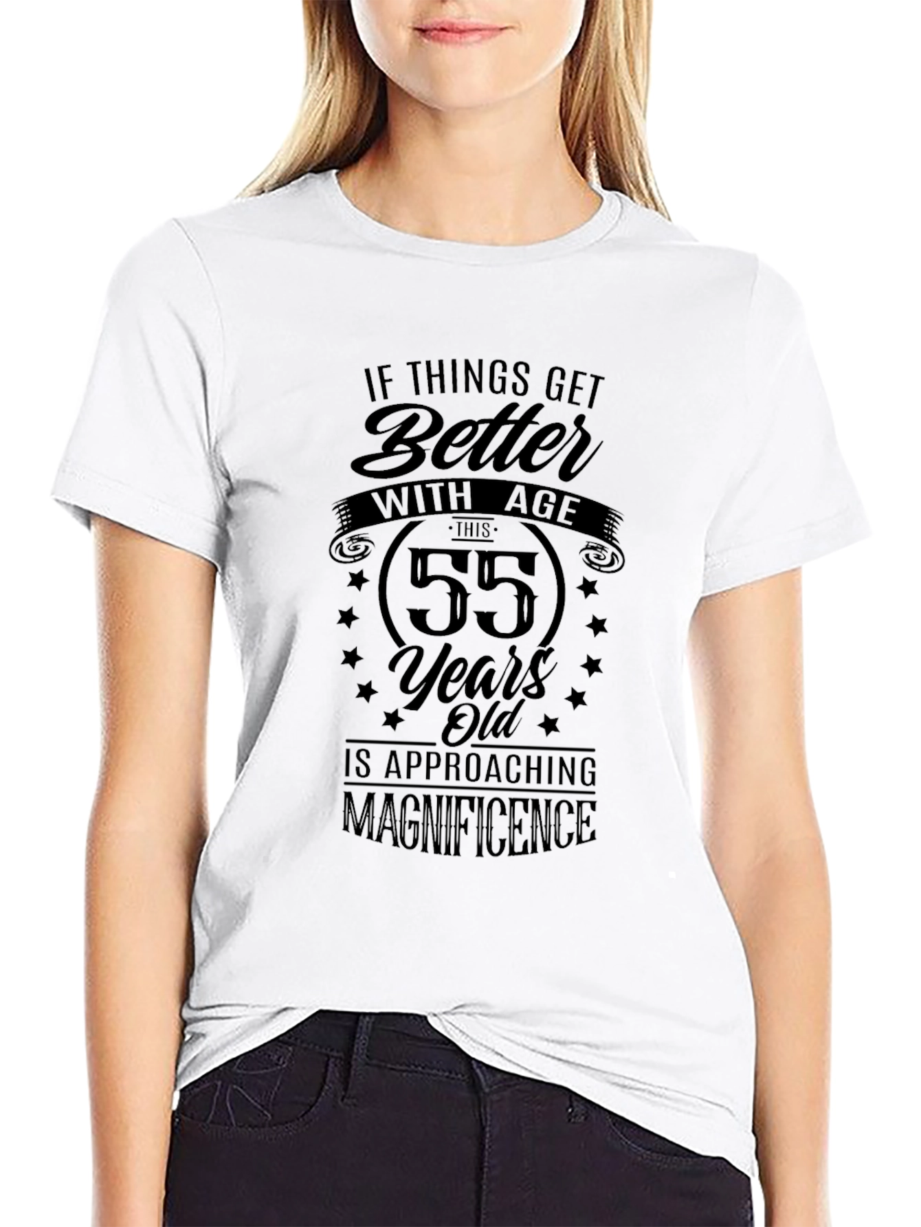 55 Years Old Approaching Magnificence Black T-Shirt