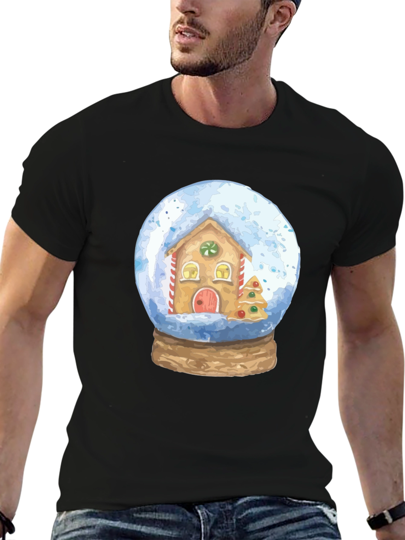 Snow Globe Gingerbread House Graphic Tee