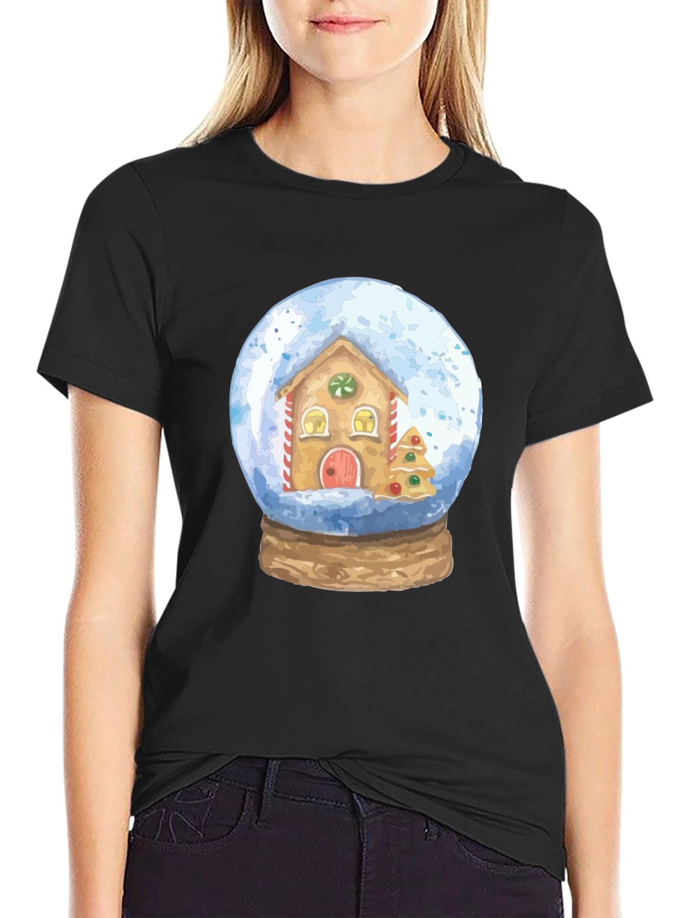 Snow Globe Gingerbread House Graphic Tee