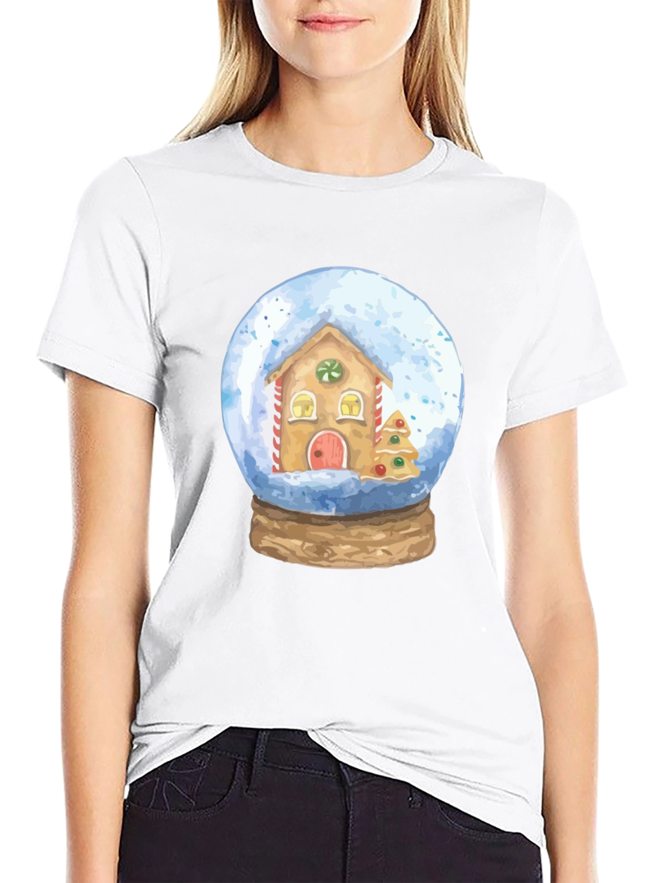 Snow Globe Gingerbread House Graphic Tee