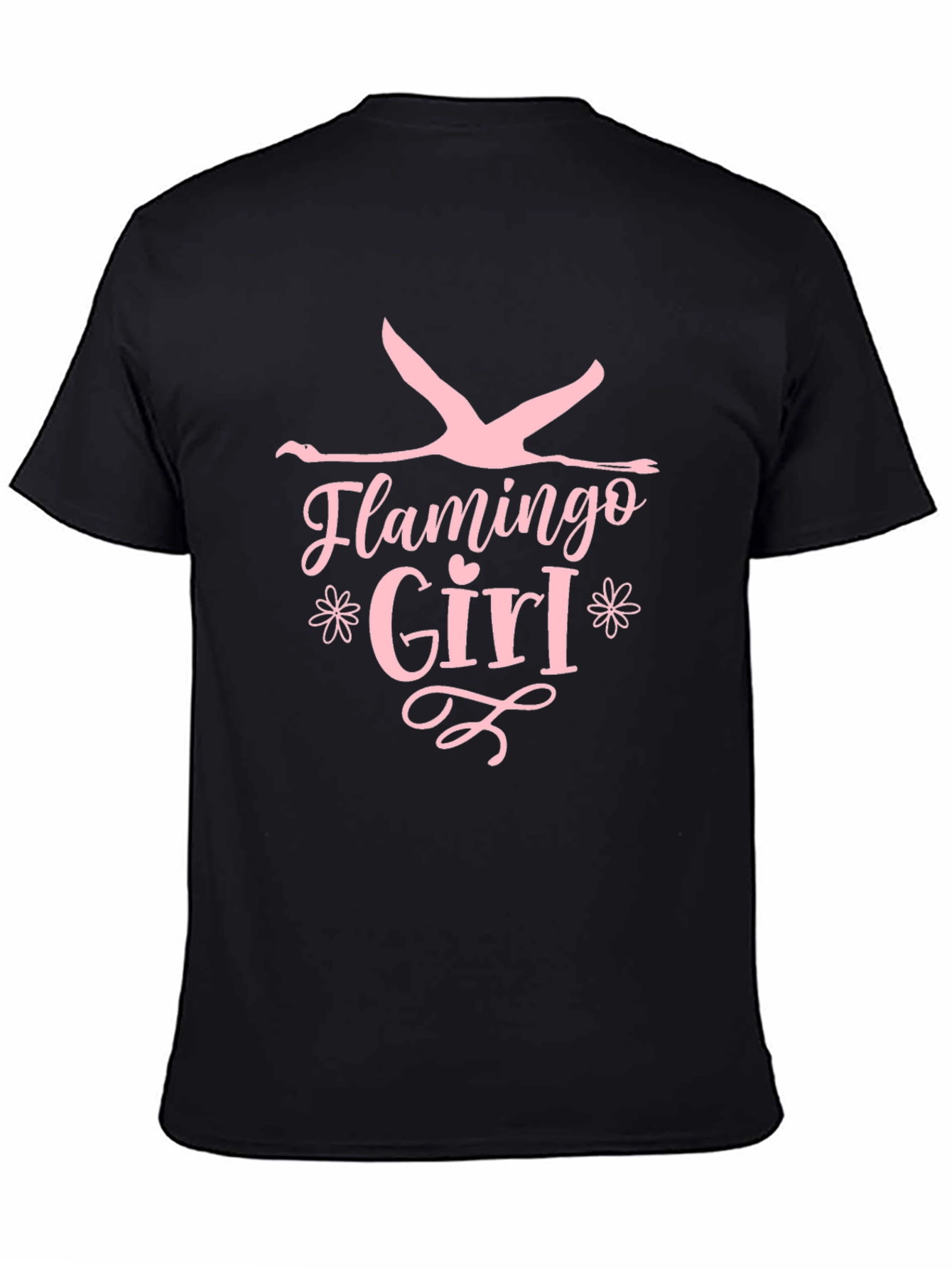 Flamingo Girl Black T-Shirt