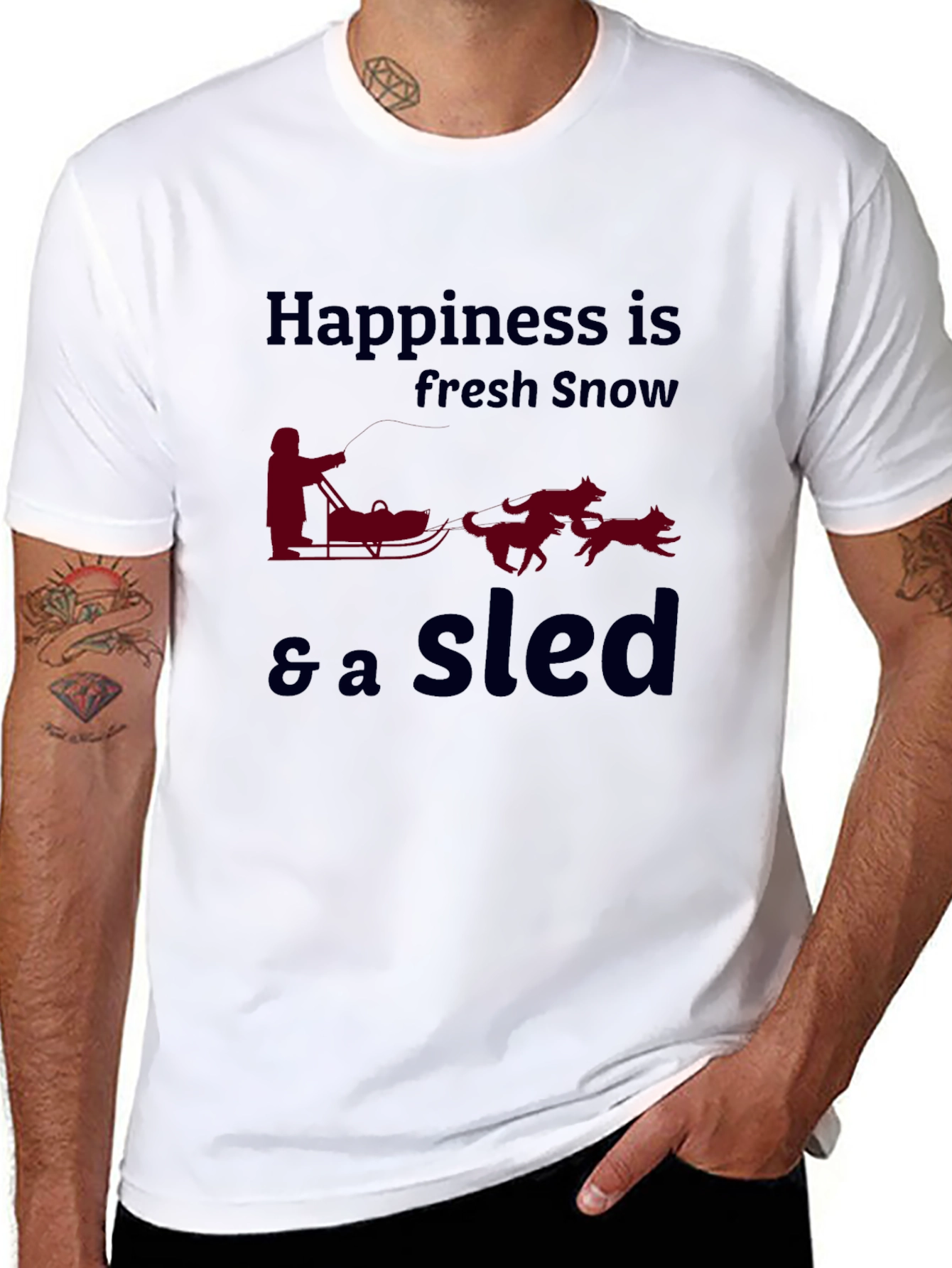 Happiness is Fresh Snow Sled T-Shirt