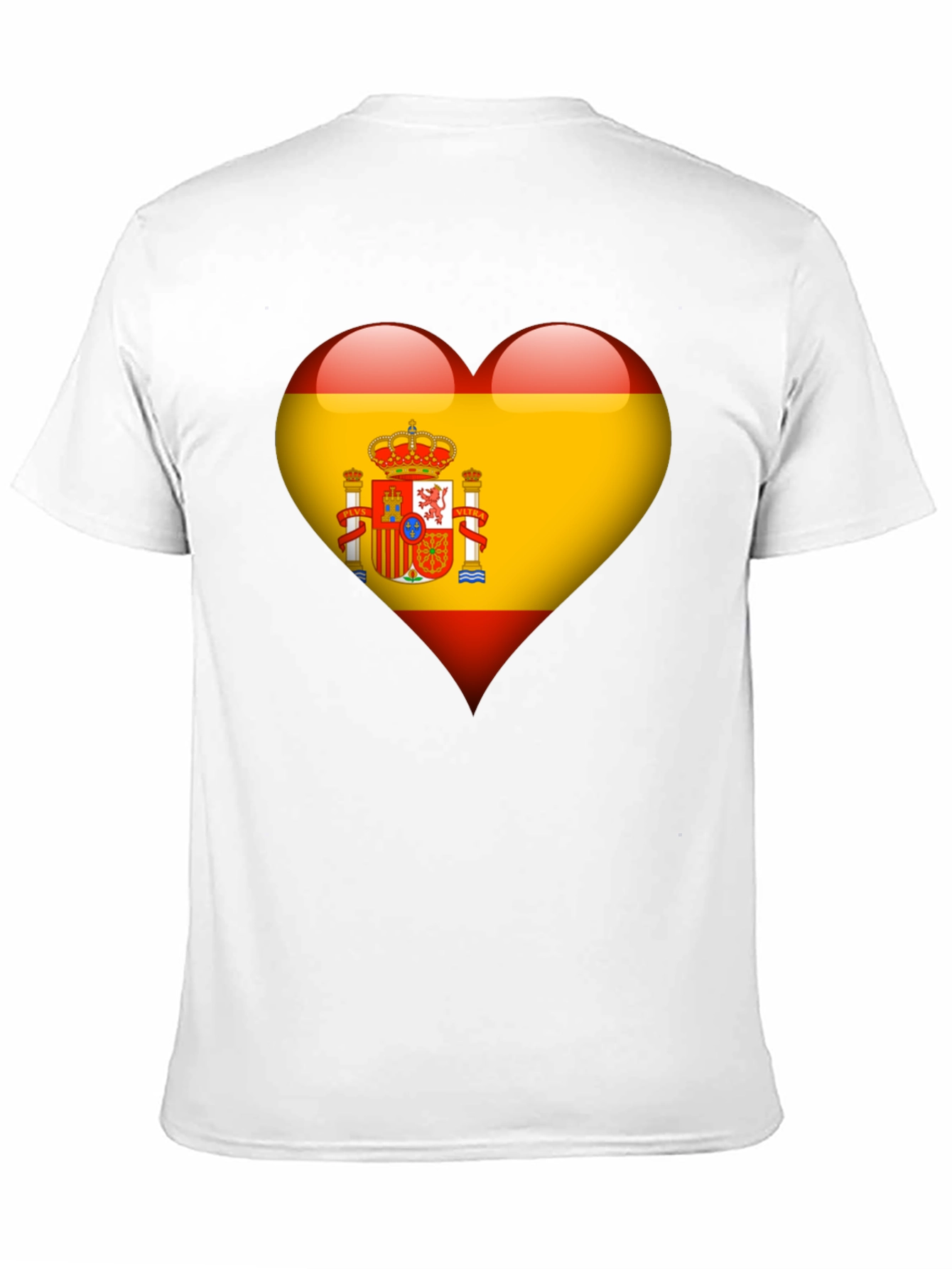 Spain Flag Heart Graphic Tee - Black Cotton T-Shirt