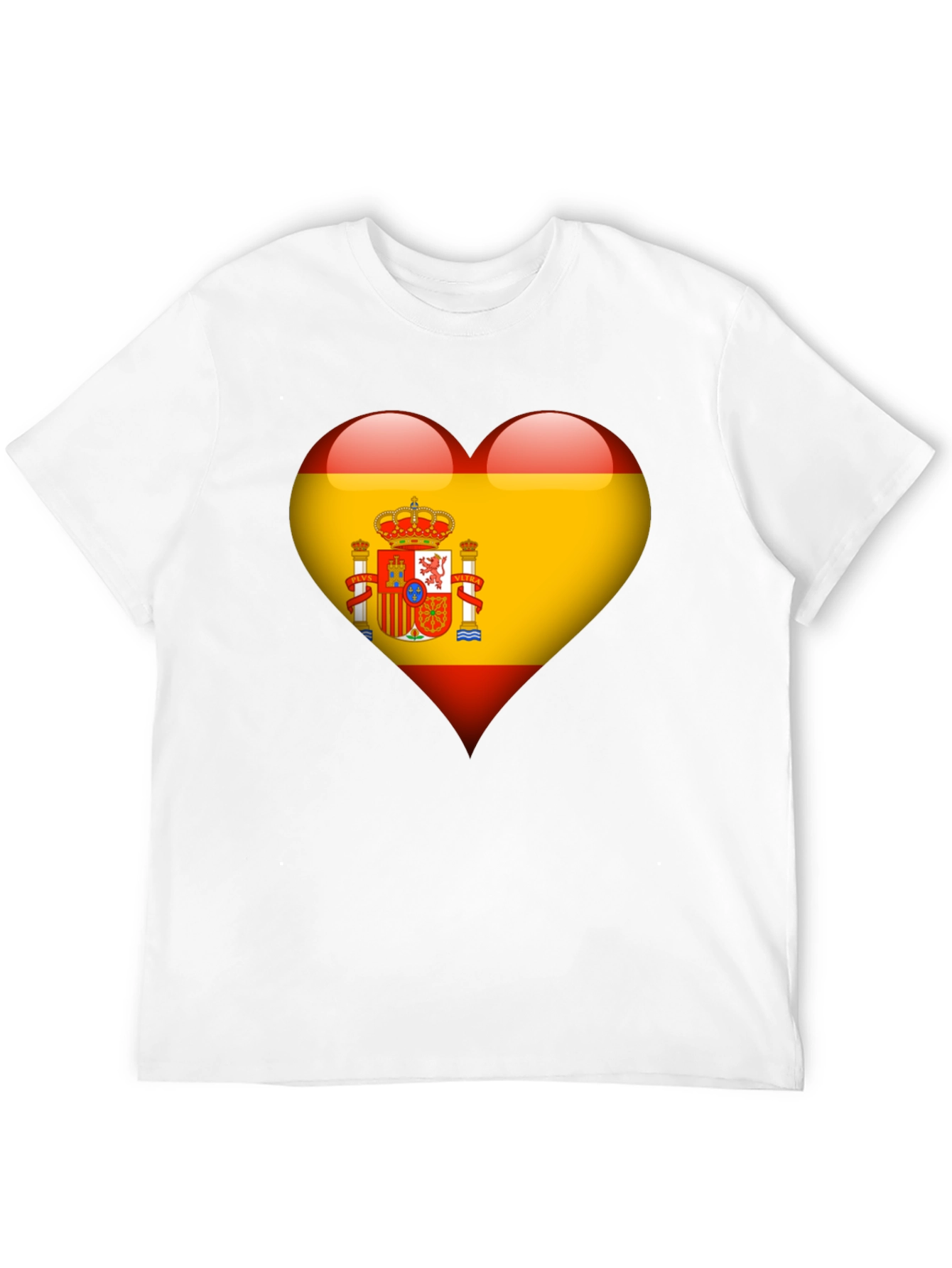Spain Flag Heart Graphic Tee - Black Cotton T-Shirt