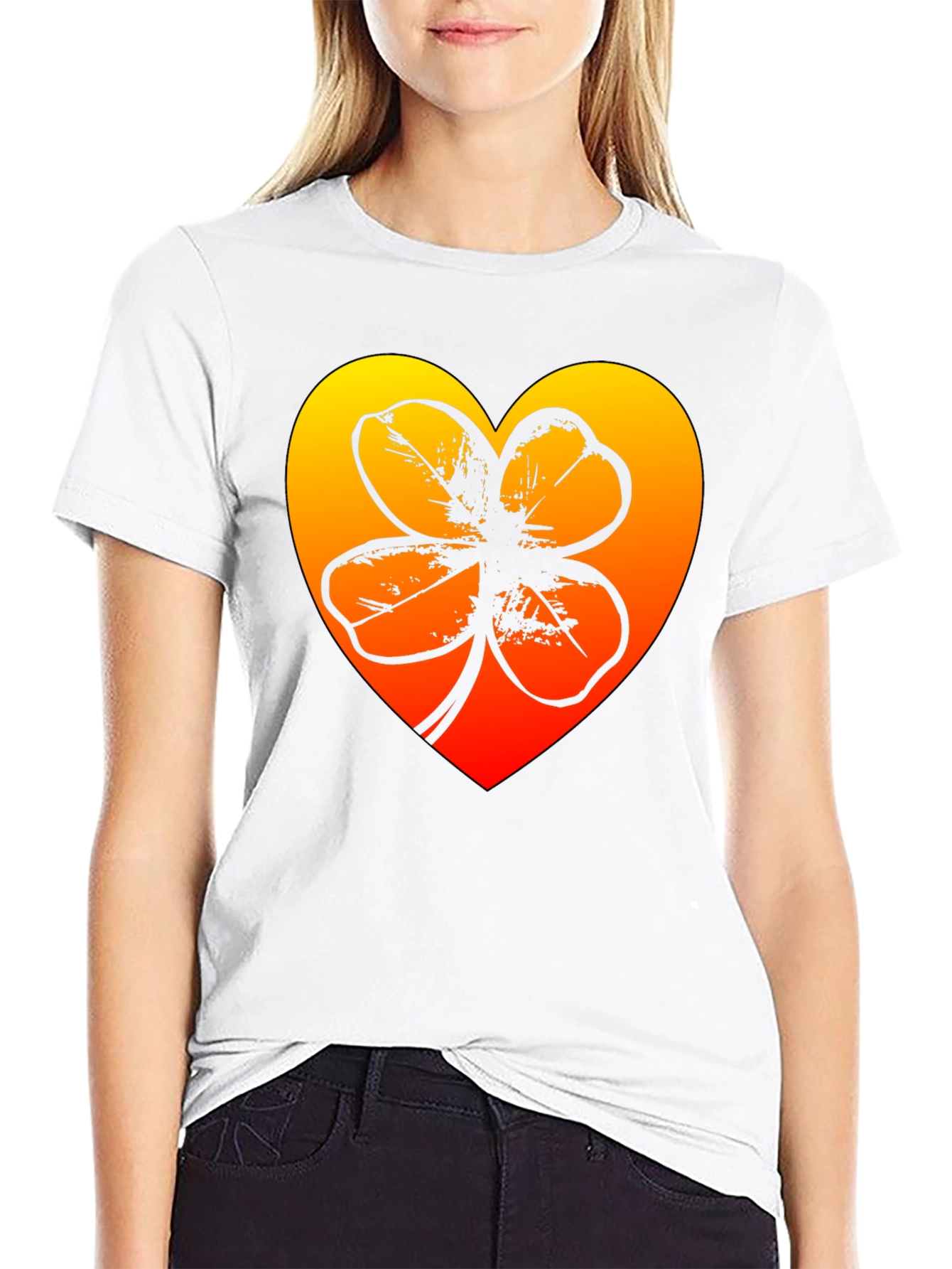 Lucky Heart Clover T-Shirt - Black