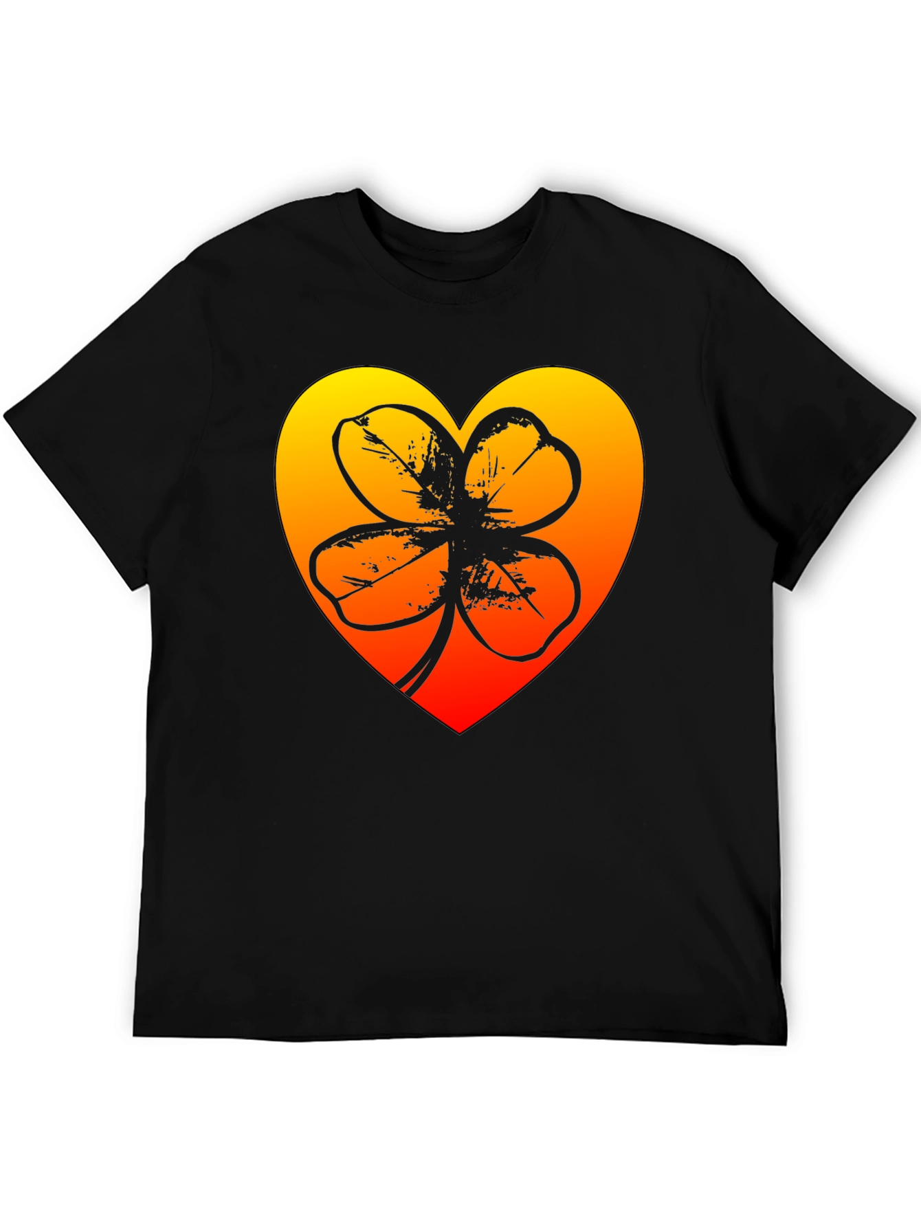 Lucky Heart Clover T-Shirt - Black