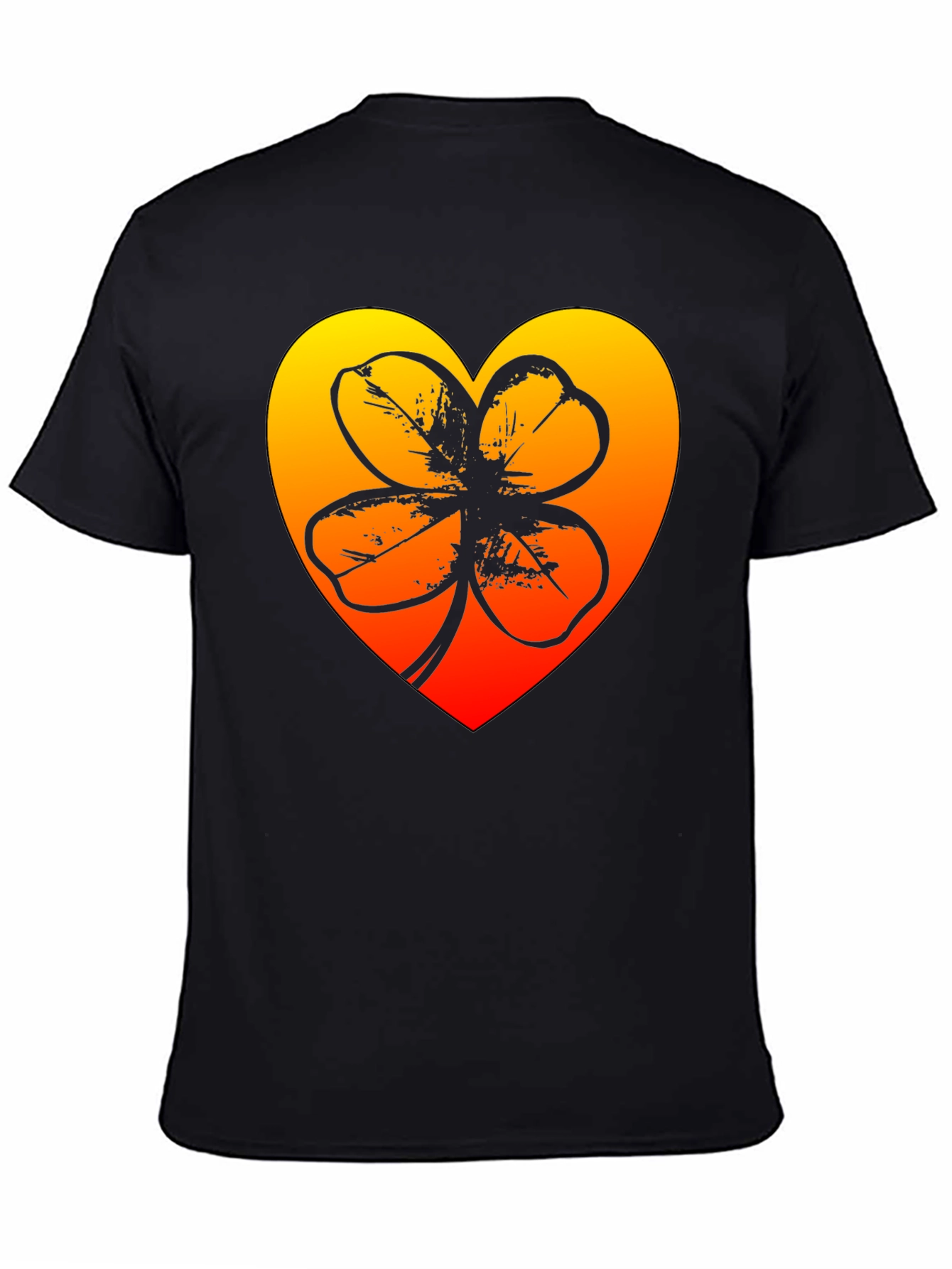 Lucky Heart Clover T-Shirt - Black