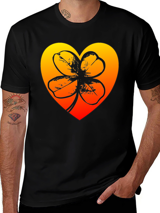 Lucky Heart Clover T-Shirt - Black