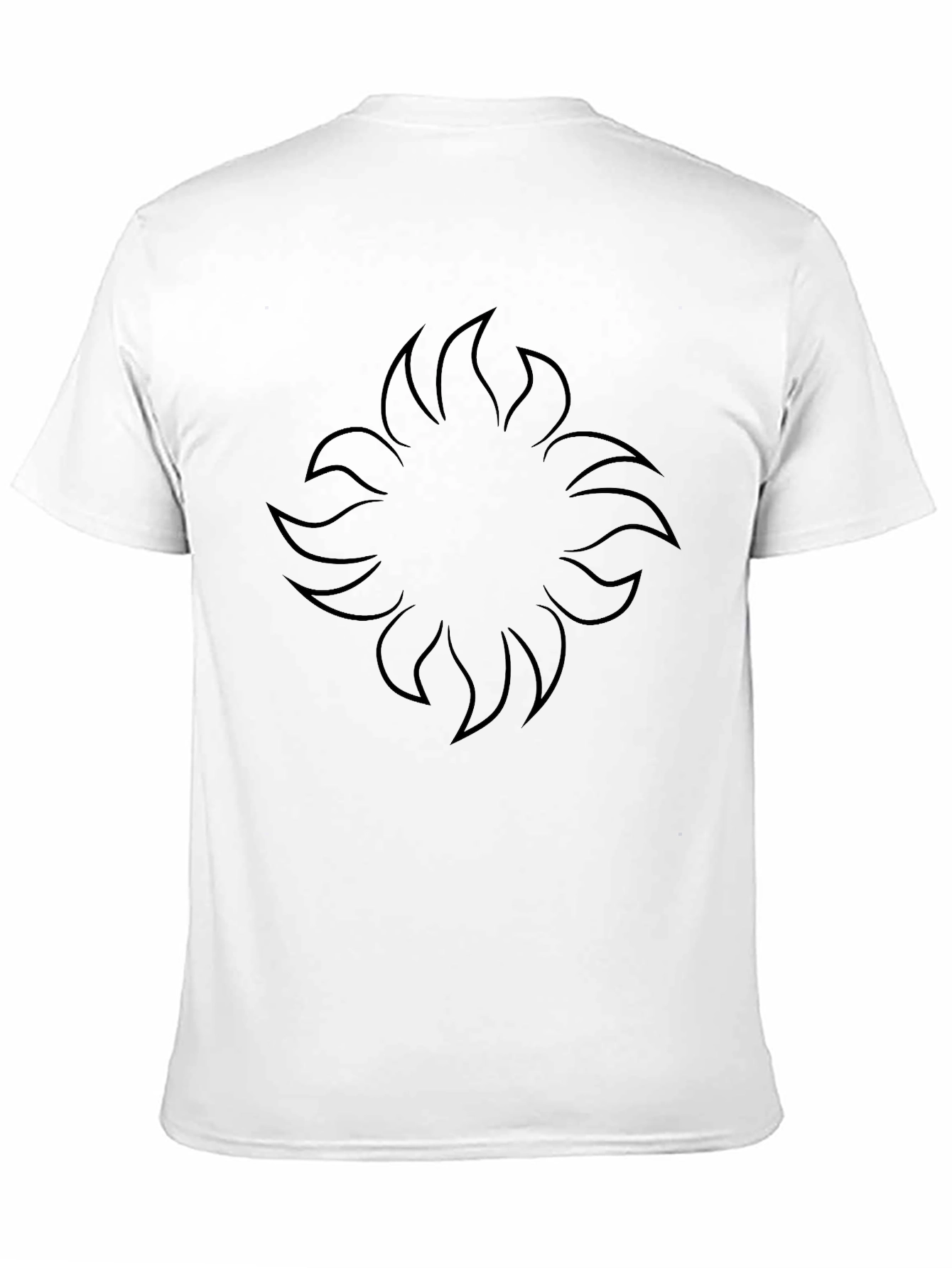 Mens Black Graphic Tee - Abstract Sun Design