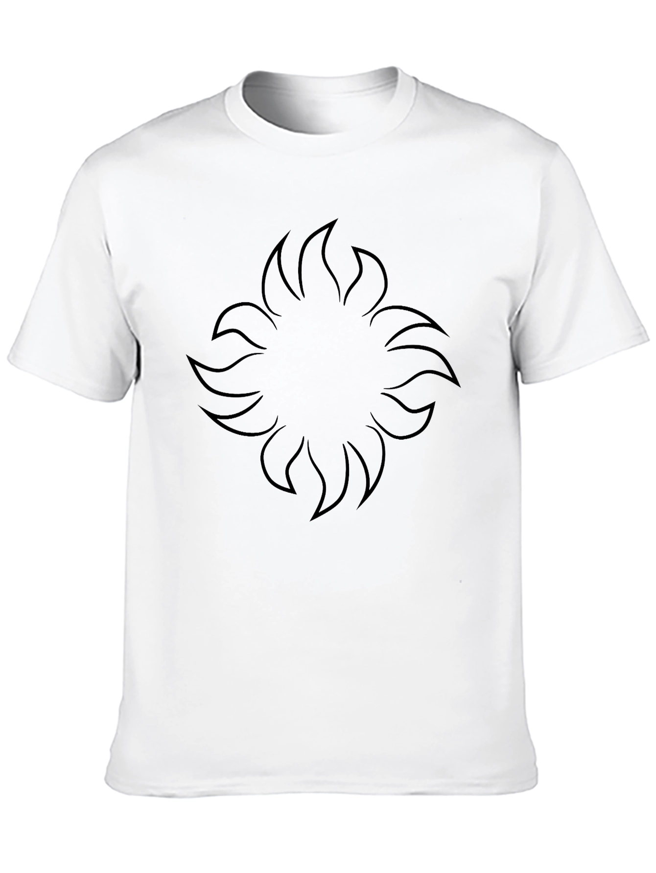Mens Black Graphic Tee - Abstract Sun Design