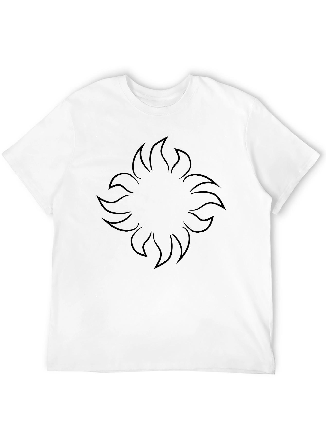 Mens Black Graphic Tee - Abstract Sun Design