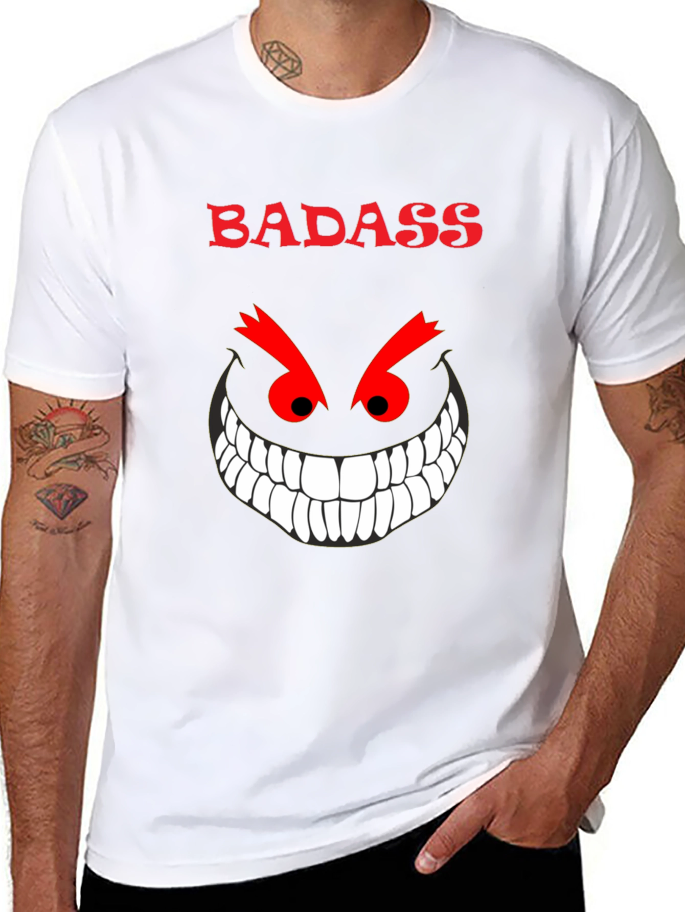 Badass Grin Graphic Tee - Mens Black T-Shirt