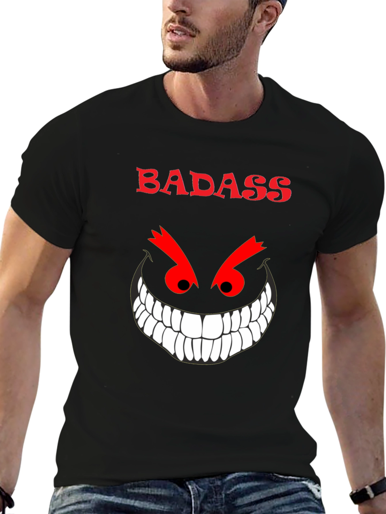 Badass Grin Graphic Tee - Mens Black T-Shirt