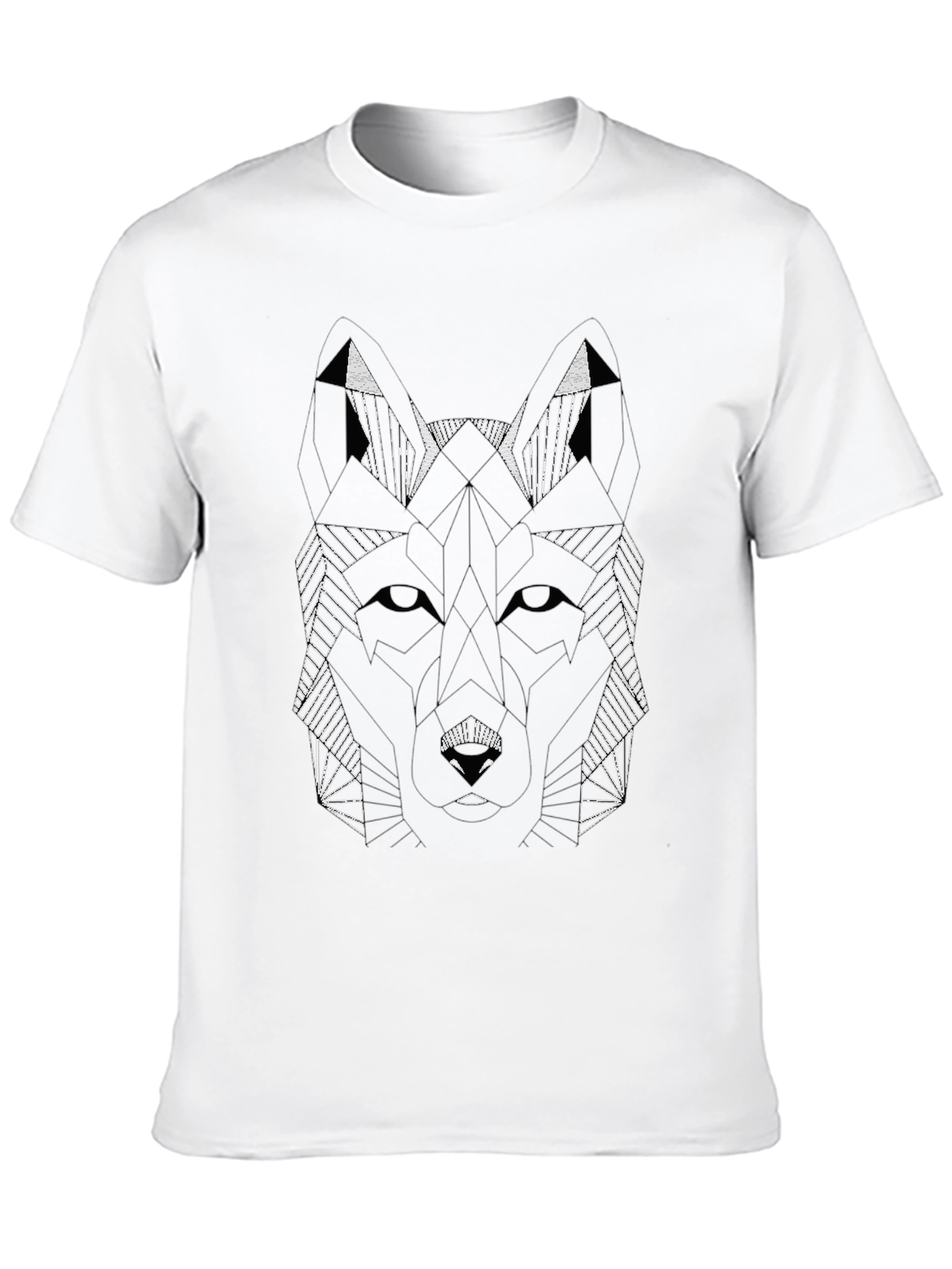 Geometric Wolf Graphic Tee - Stylish Black T-Shirt