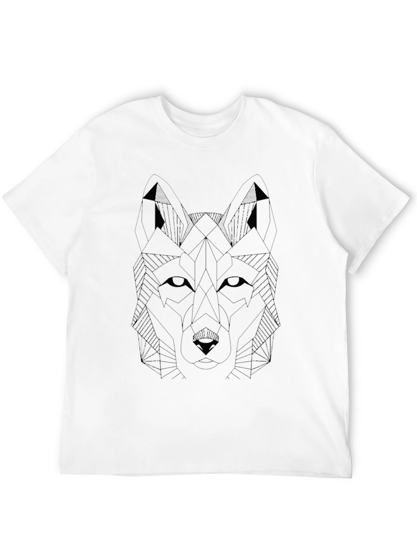 Geometric Wolf Graphic Tee - Stylish Black T-Shirt
