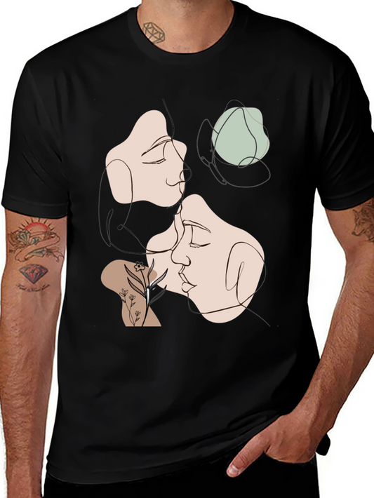 Abstract Faces Graphic Tee - Modern Art Shirt