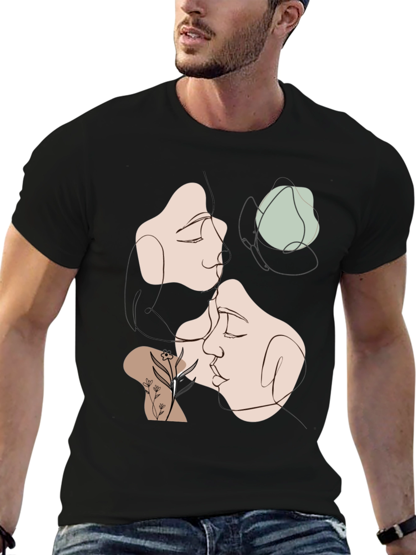 Abstract Faces Graphic Tee - Modern Art Shirt