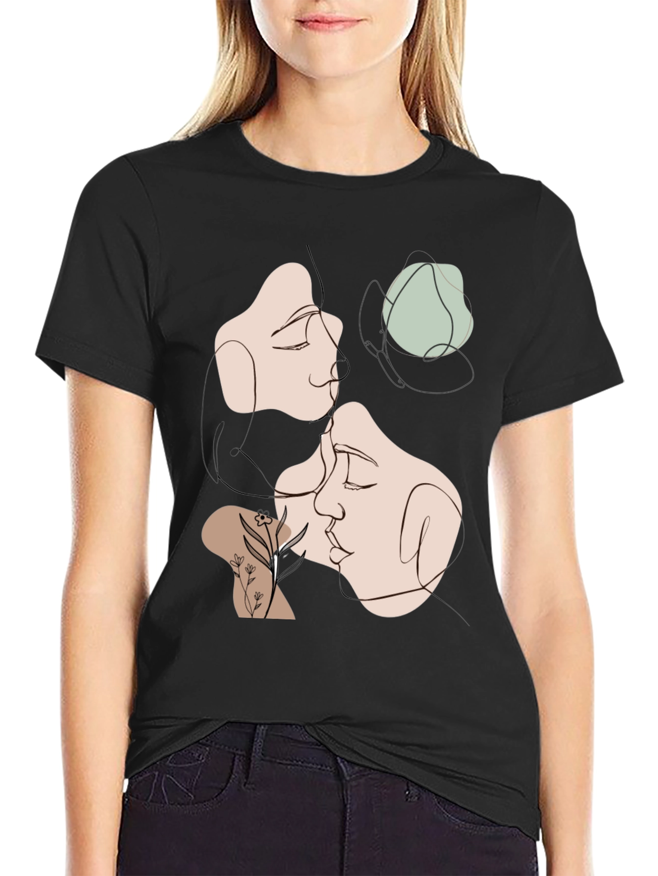 Abstract Faces Graphic Tee - Modern Art Shirt