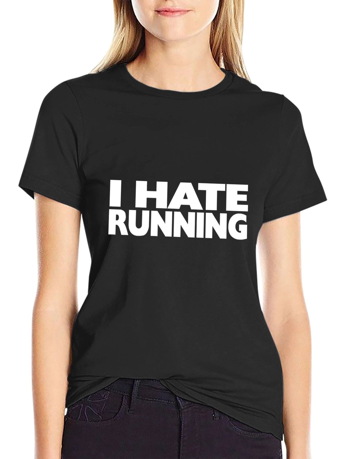 I HATE RUNNING Black T-Shirt - Funny Slogan Tee