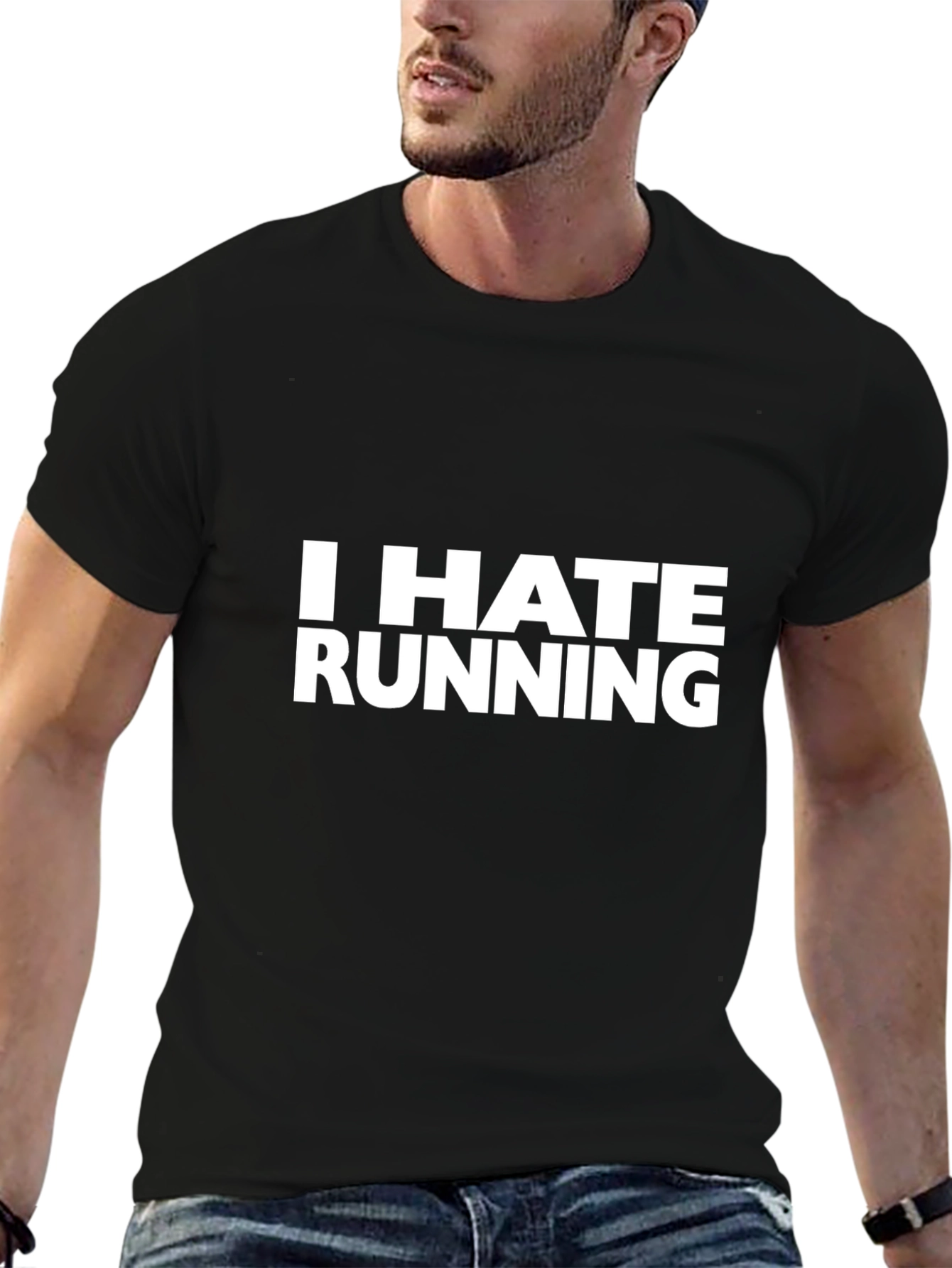 I HATE RUNNING Black T-Shirt - Funny Slogan Tee