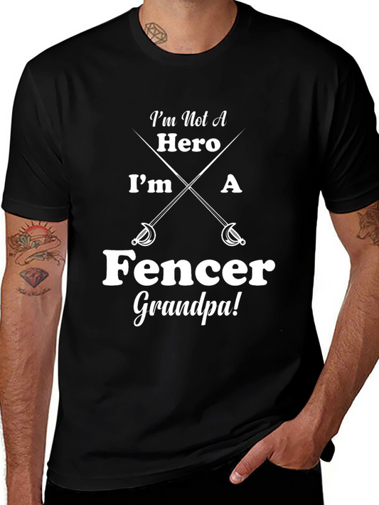 Fencer Grandpa T-Shirt - Sword Design Tee