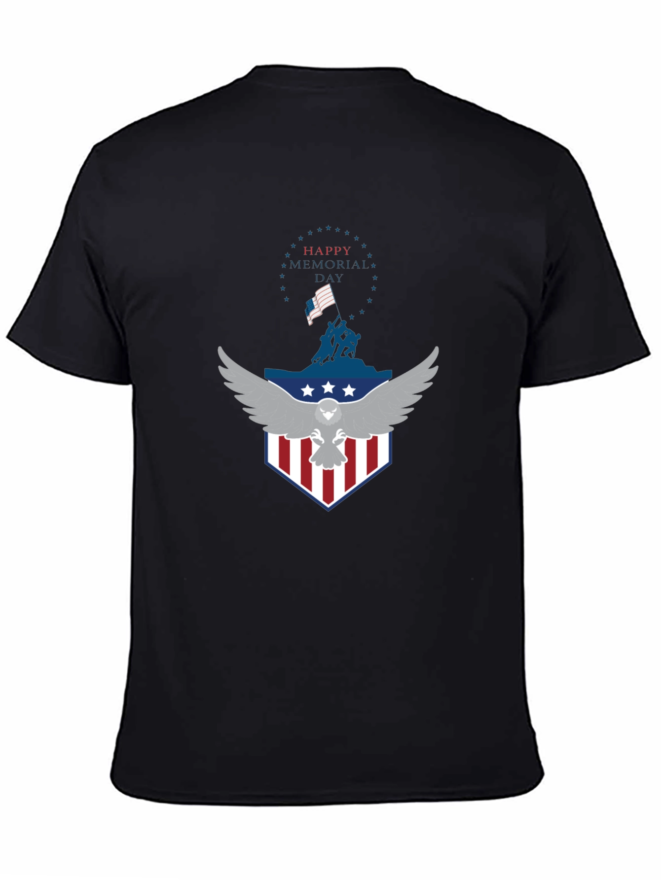 Memorial Day Eagle Graphic Black T-Shirt