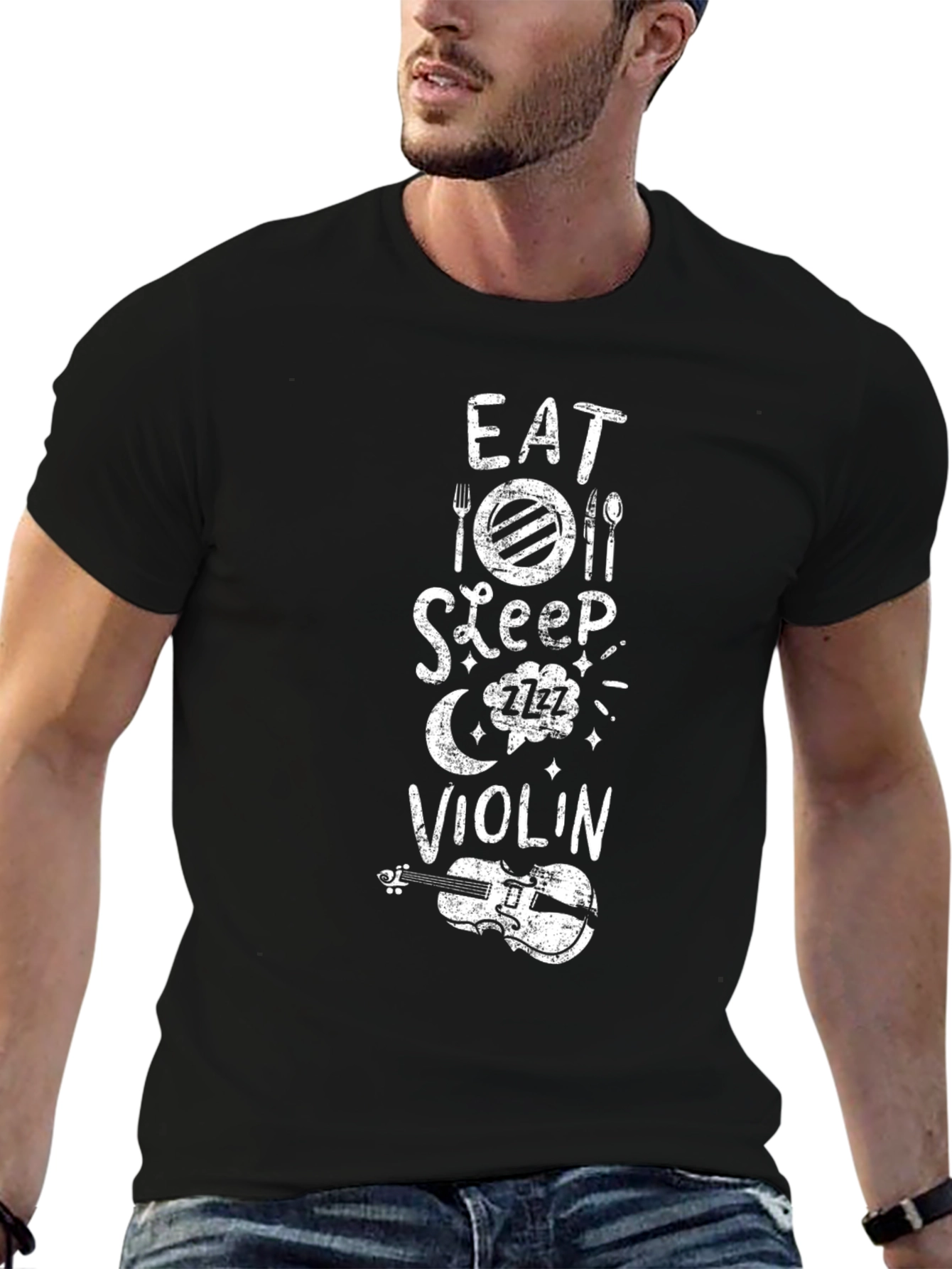 Eat Sleep Violin Black Graphic Tee