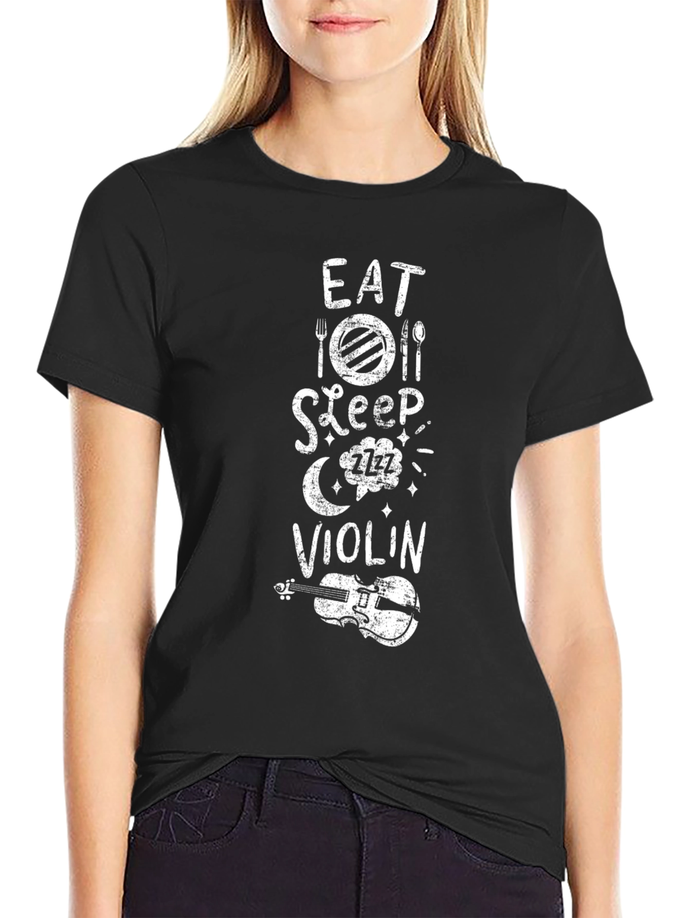 Eat Sleep Violin Black Graphic Tee