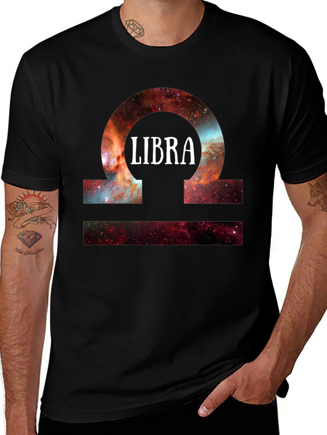 Libra Zodiac Sign Galaxy Graphic T-Shirt