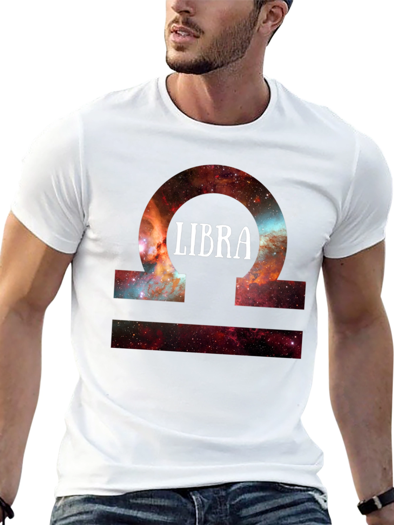 Libra Zodiac Sign Galaxy Graphic T-Shirt